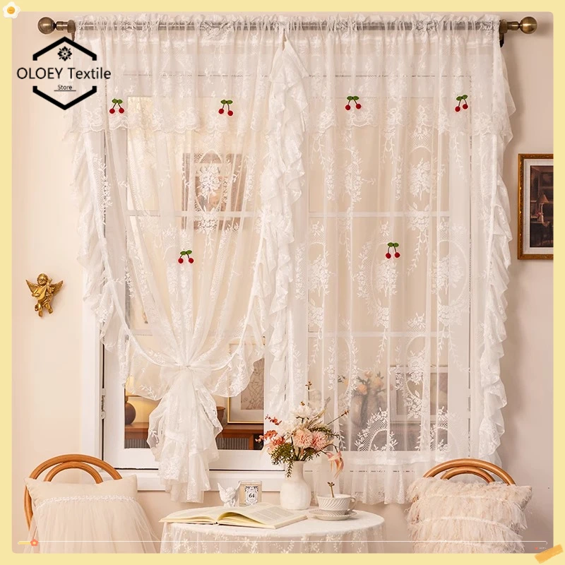 

French Romantic Rococo Lace Sheer Curtain for Bedroom Living Room Bedroom Dining Room Elegant Light Filtering Gauze