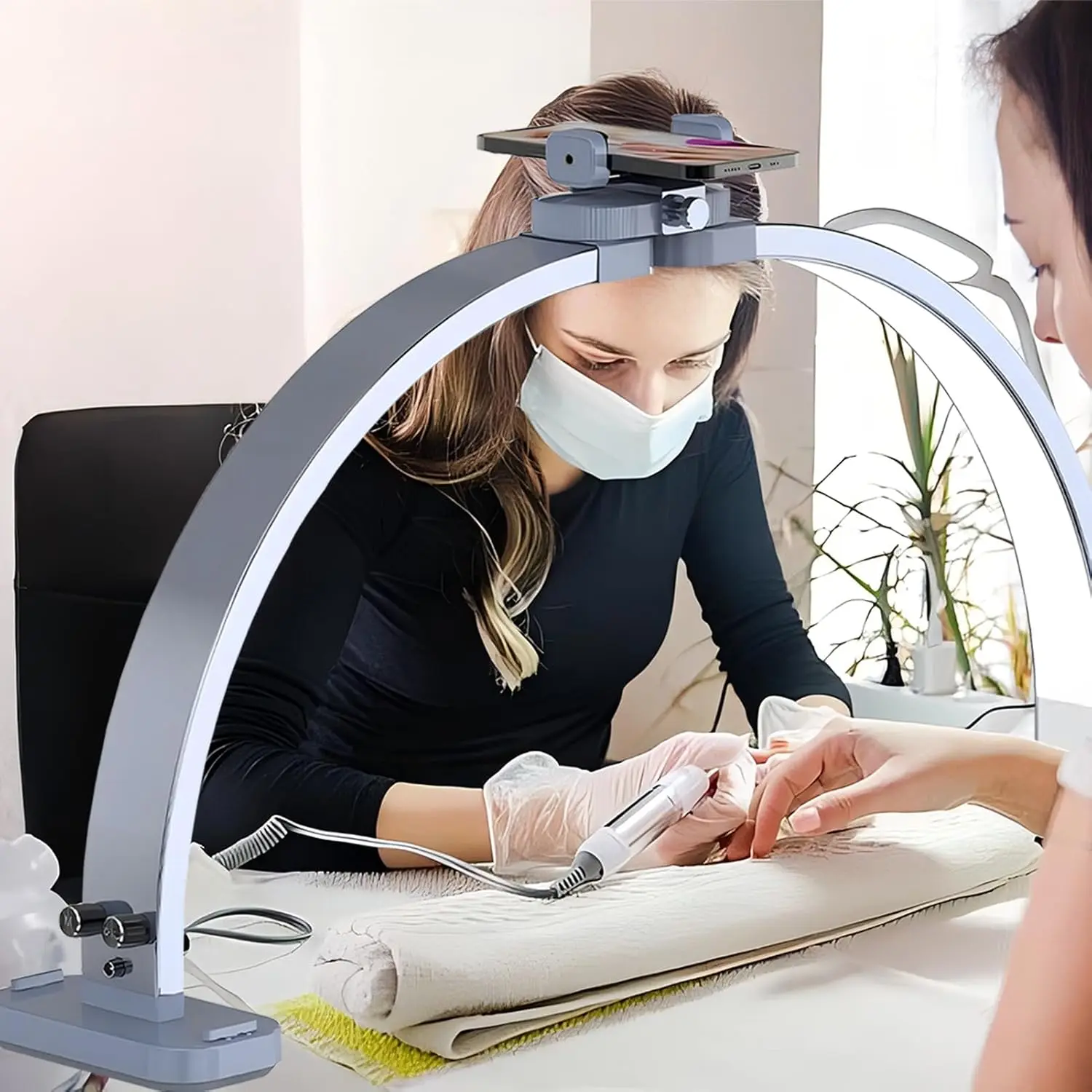 

NEW Half Moon Nail Lamp Manicure Lamp Foldable 45W Dimmable LED Half Moon Desk Light Arch Beauty Salon Half Moon Light for Nail