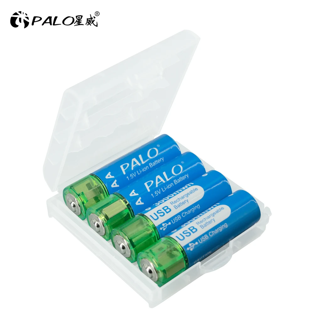 PALO USB AA 1.5V Battery 3000mWh Rechargeable Li-ion Battery LR6 Batteries for remote control mouse small fan Electric toy