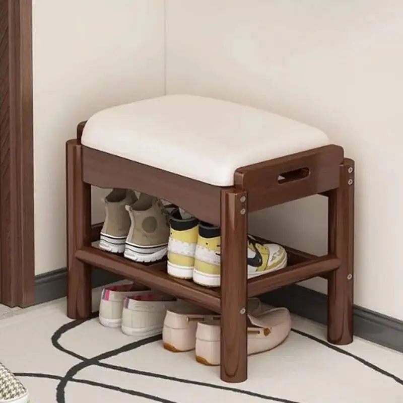 Modern Wood Foot Stool Shoe Storage Pouf Mobile Living Room Space Saving Foot Stool Designer Bar Tabouret Lounge Suite Furniture