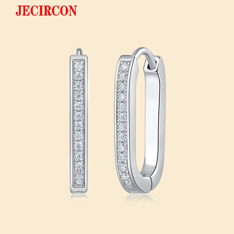 

Серьги-кольца JECIRCON из стерлингового серебра 925 пробы с муассанитом, сверкающие, гипоаллергенные и легкие, идеально подходят для любого случая!