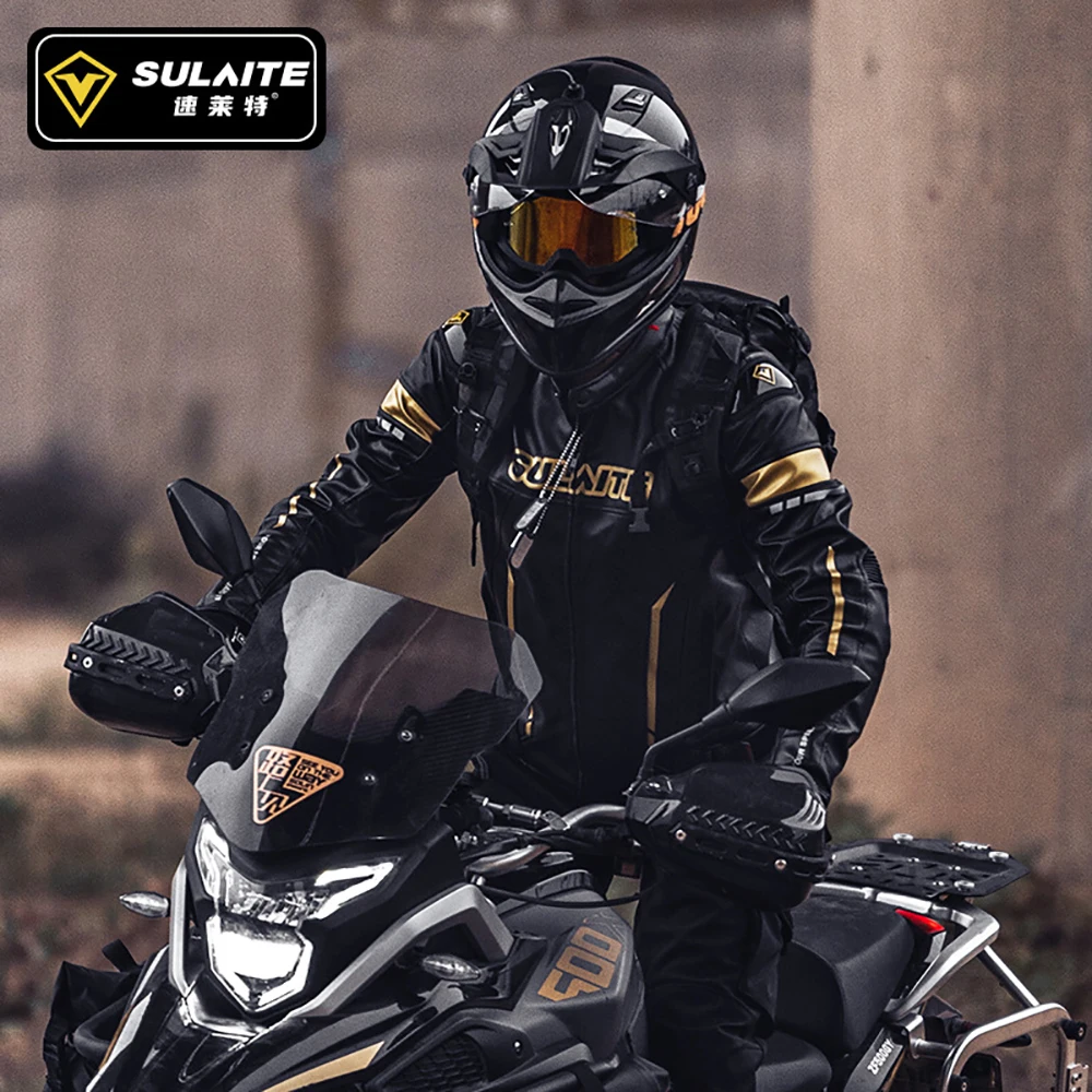 Jaket sepeda motor musim dingin tahan angin hangat Motocross pakaian berkendara PU lapisan katun dapat dilepas tahan dingin