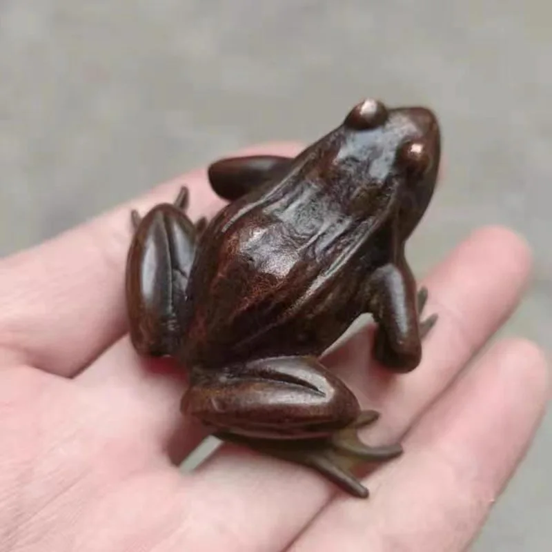 

Antique Pure Copper Frog Figurines Ornaments Solid Brass Animal Tea Pet Paperweight Statue Desk Decorations Home Decor for Room