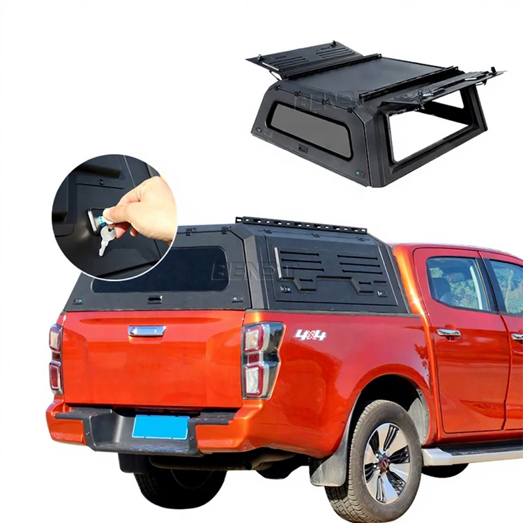 Pickup Truck Hardtop Canopy, Steel Camper Topper Bed Cap for Toyota Tacoma GMC Sierra 2500 Colorado, Heavy Duty Waterproof,Black