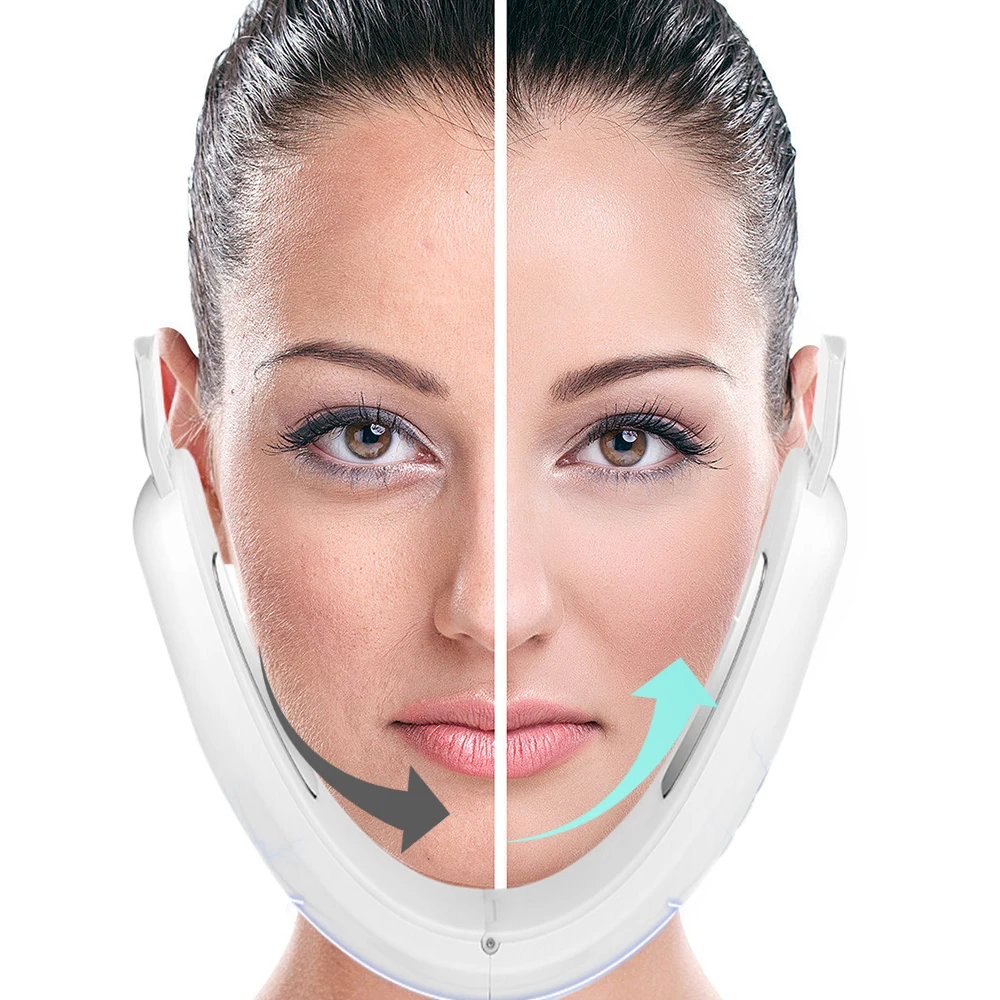 Masajeador Facial en V, dispositivo de masaje Facial portátil, pantalla LED, instrumento de belleza Facial, cinturón de elevación de línea en V recargable, Estiramiento Facial