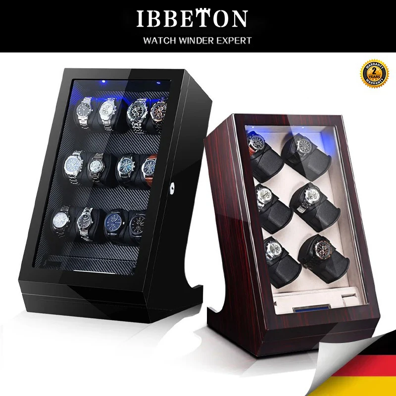 

IBBETON atch Winder Box Automatic Watch Winder 12+2 slot Automatic watch box storage Key lock With Touch Screen