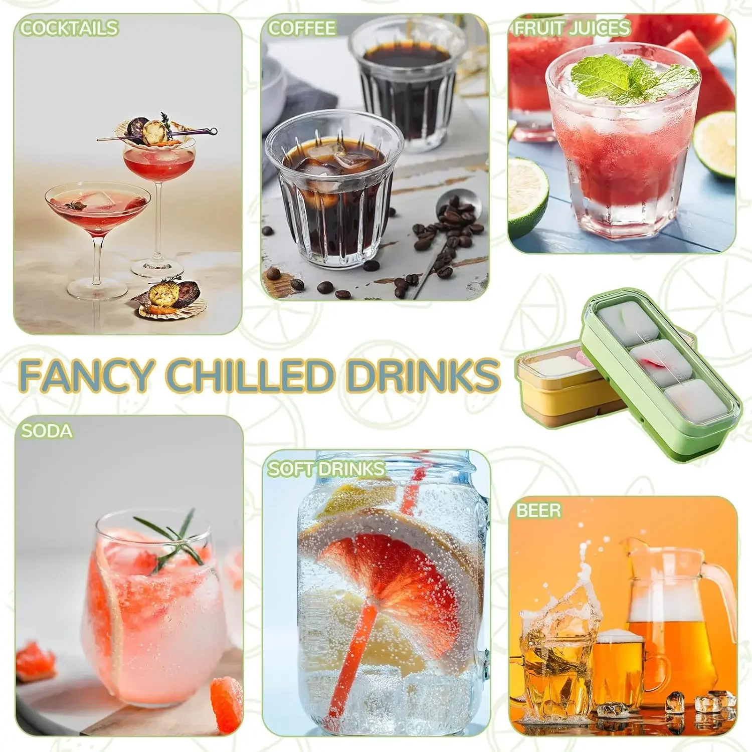 3 Cavity Ice Mold Cube Tray with Lid Soft Bottom Food Grade Square Ices Mold Storage Box for Household Ice Cream DIY Making Tool