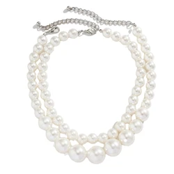 F42F Pearls Necklace Pearls Beads Necklace Pearls Material Party Jewelry for Daily