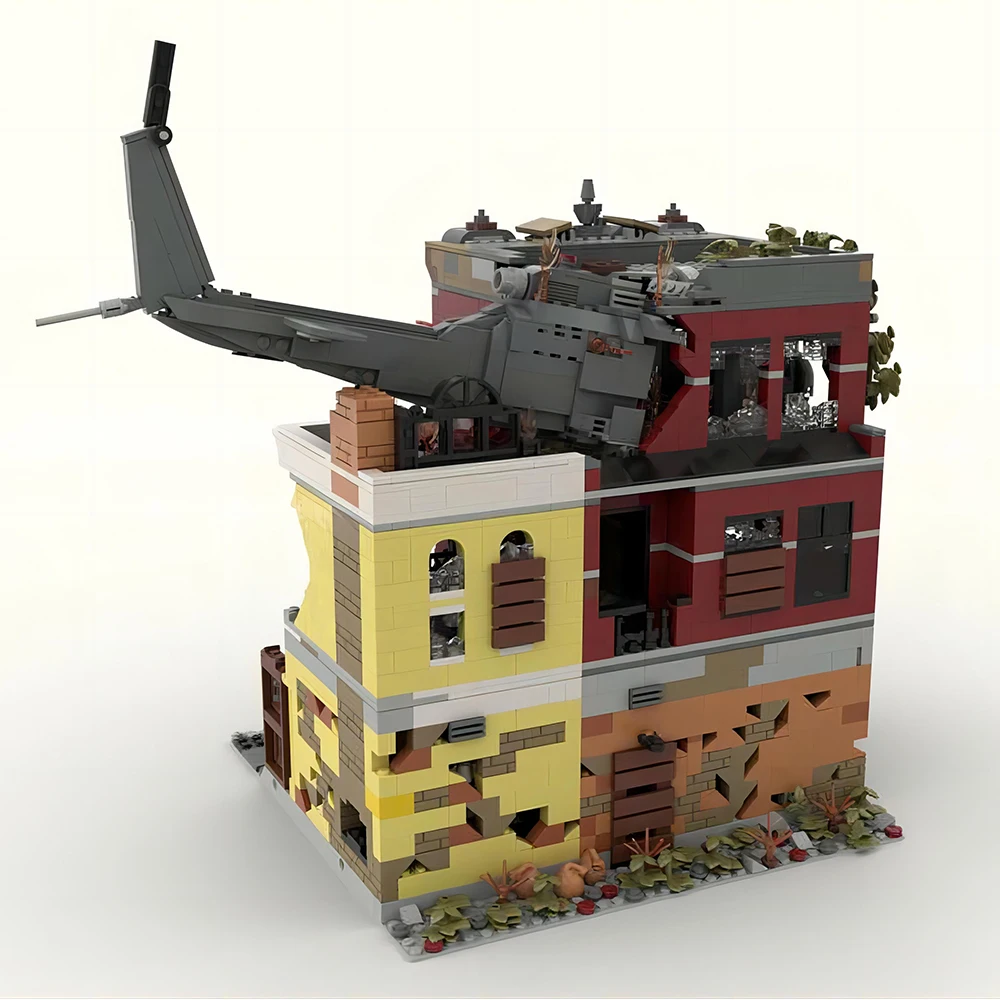 MOC building city hot selling street scene building blocks jazz club apocalypse version of war ruins model toy boy holiday gift