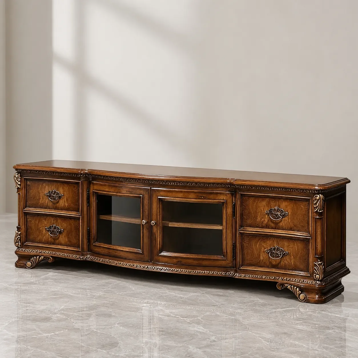 Luxury European Villa Bathroom Vanity Set with Mirror Solid Wood Carved French Style Wash Basin Cabinet for