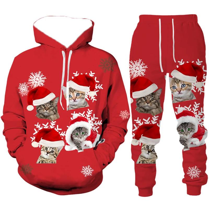 

Autumn and Winter Men Hoodies Tracksuit Suits Christmas Men's Hoodie Suit Christmas 3D Printed Sets Quick Drying and Breathable