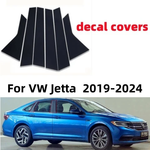 

For Volkswagen Jetta Mark 7 2006-2024 6PCS Window Trim Covers Center Film Column B C Pillar Posts Sticker Car Accessories