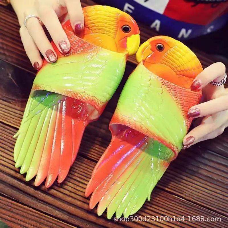 Summer plastic slippers couple cartoon personality funny parent-child shoes PVC Internet celebrity parrot
