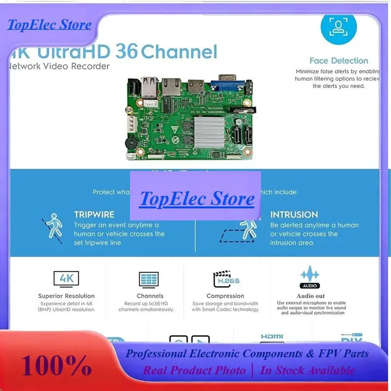 TopEssNew Tech Network Board 4K 36 Chx 8MP Intelligent Analys NVR DVR IP Camera XM CMS XMEYE CCTV
