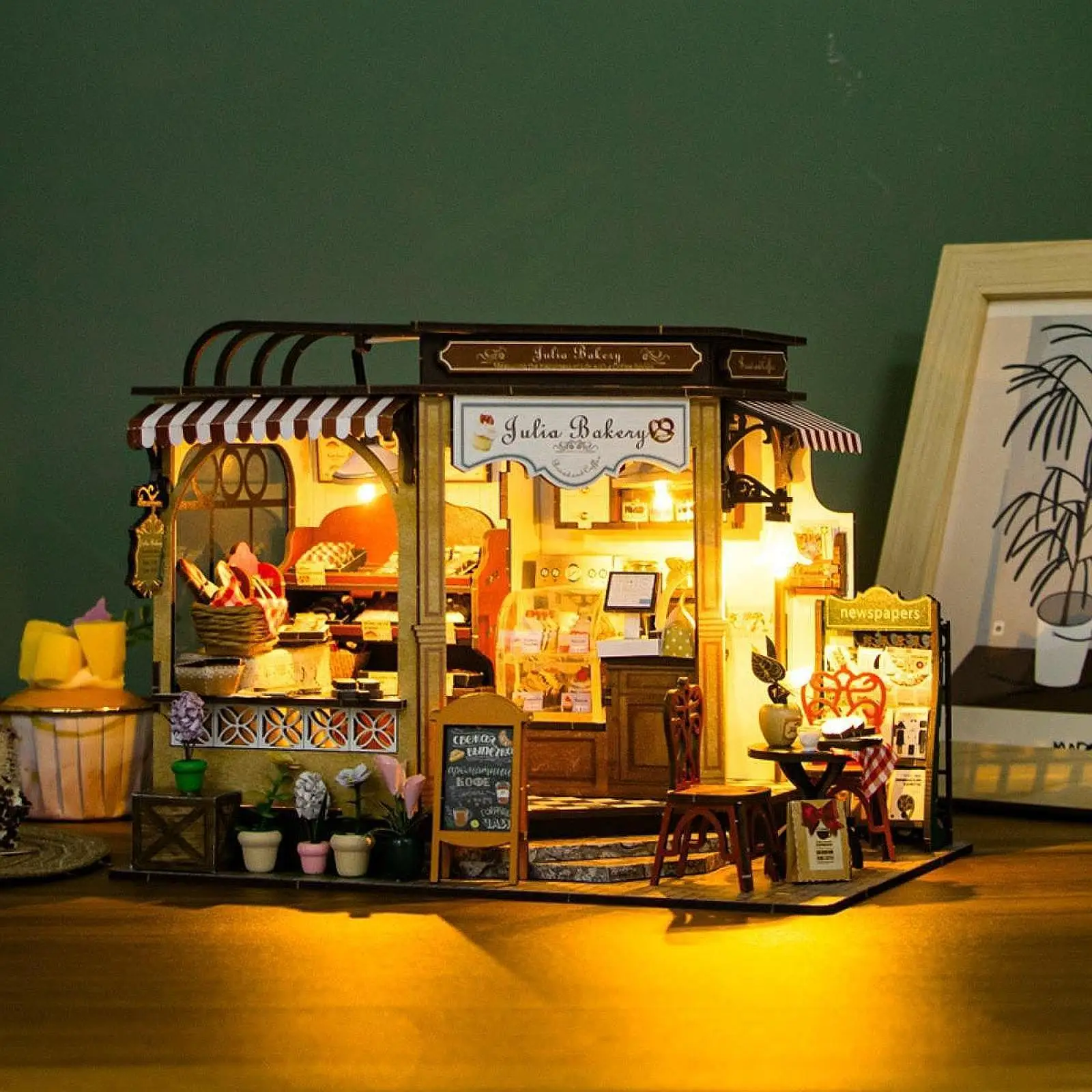 

Хлебобулочный магазин, миниатюрный кукольный домик, комплект декоративных изделий ручной работы, компактный 3D