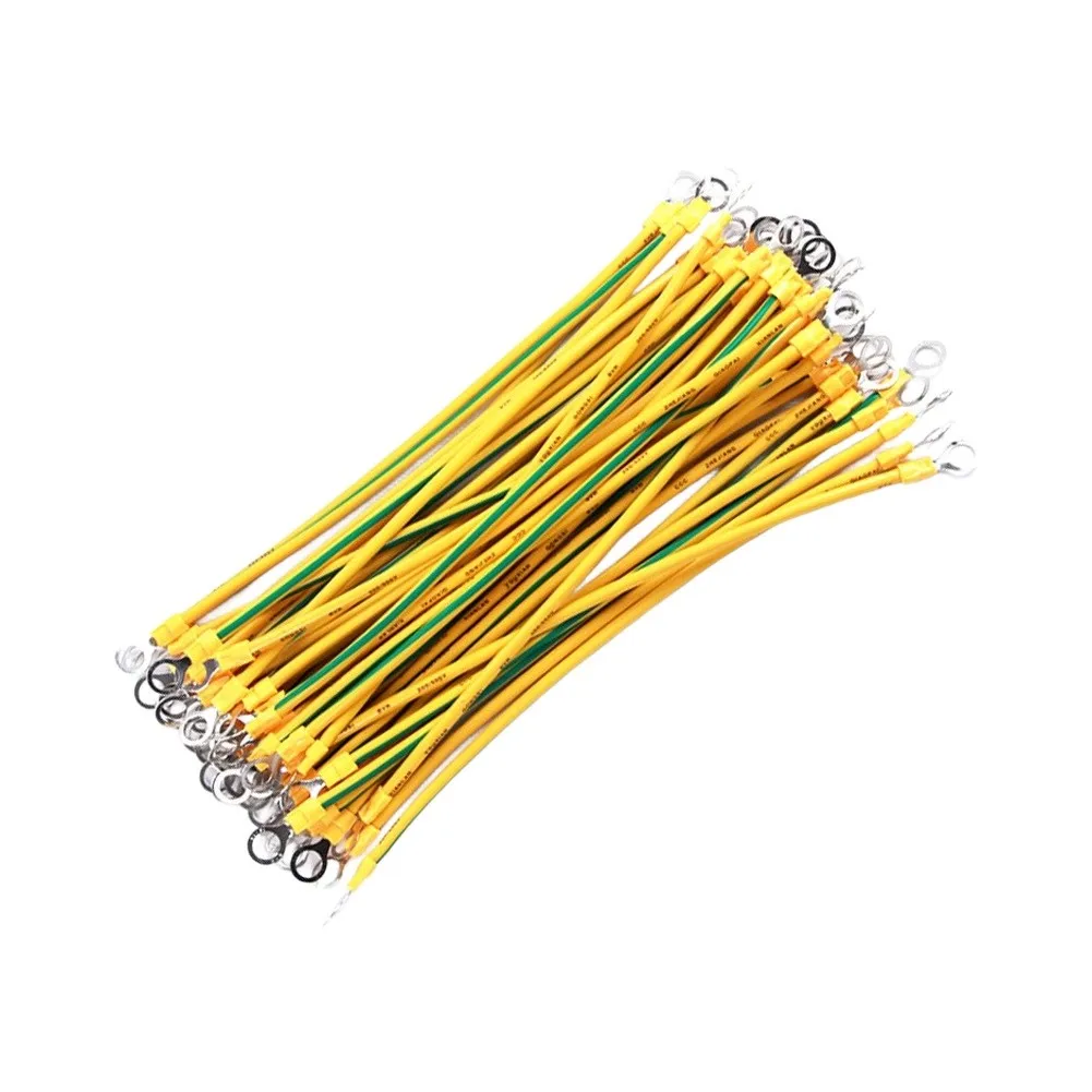 100PCS Solar Grounding Wires For PV Cabinets Bridging Leakage Cables 10cm To 30cm Lengths Yellow Green Earth Wire Set