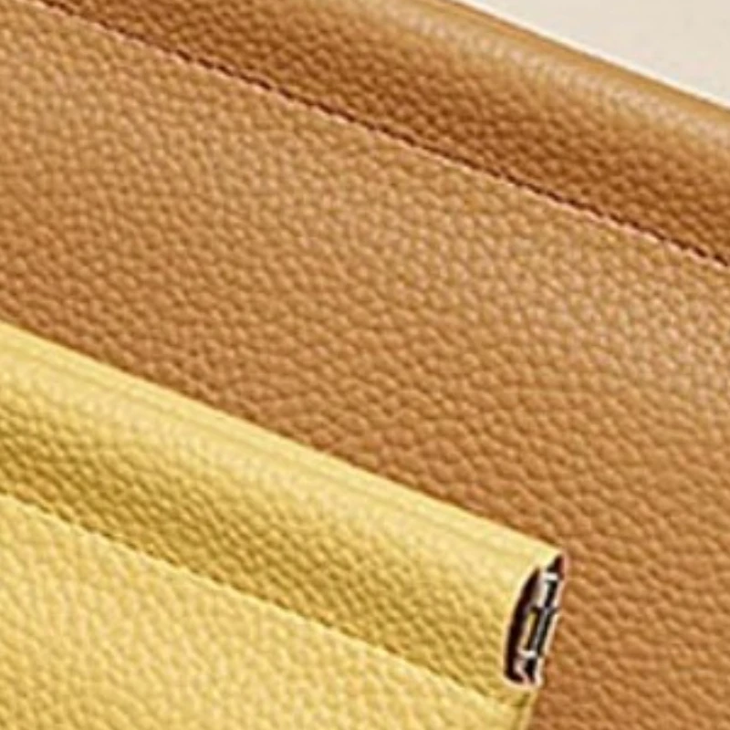 Selbstschließende erste Schicht aus echtem Rindsleder, lange Geldbörse, Reisepass, Führerschein, Dokumentenhalter, Datenkabel, Kosmetiktasche, Aufbewahrung