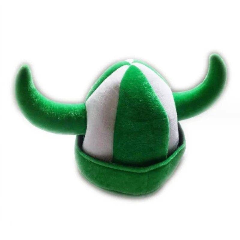 Ireland National Holiday St. Patrick's Day fan's horn hat green velvet clover patchwork  Football Game cheering hats