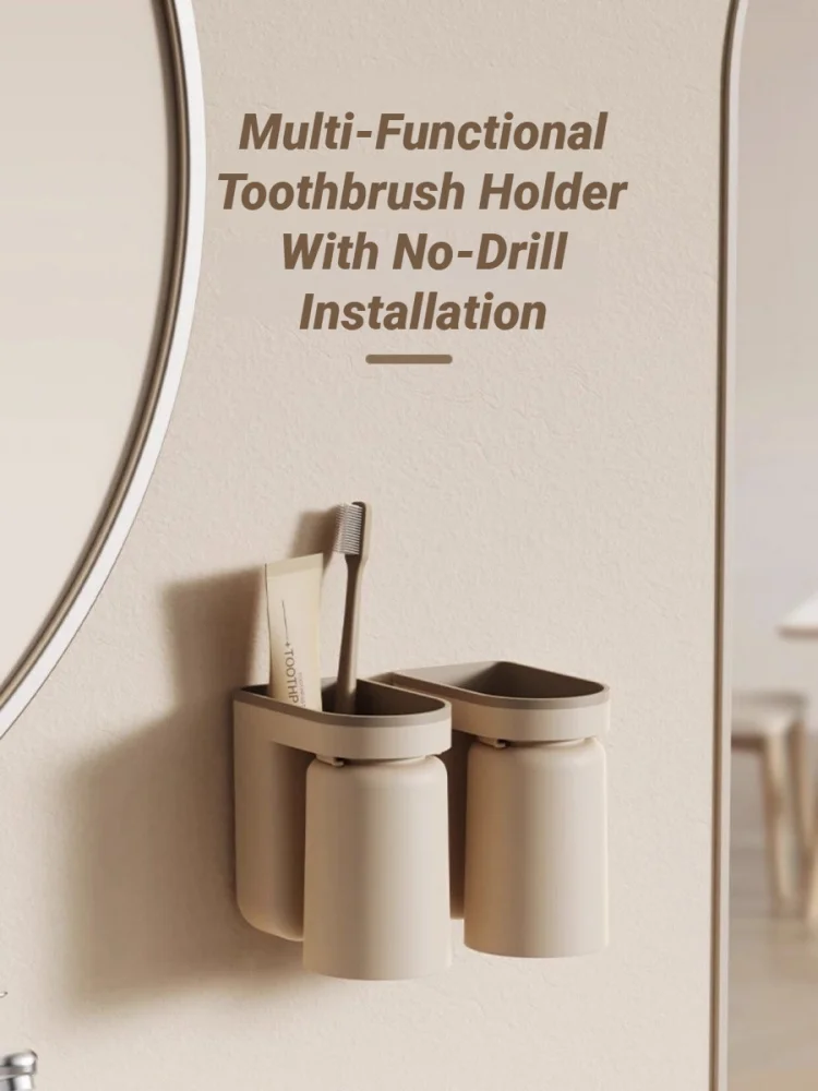 Support mural innovant sans perçage pour brosses à dents et gobelets de bain de bouche, organisateur de salle de bain de luxe pour couple