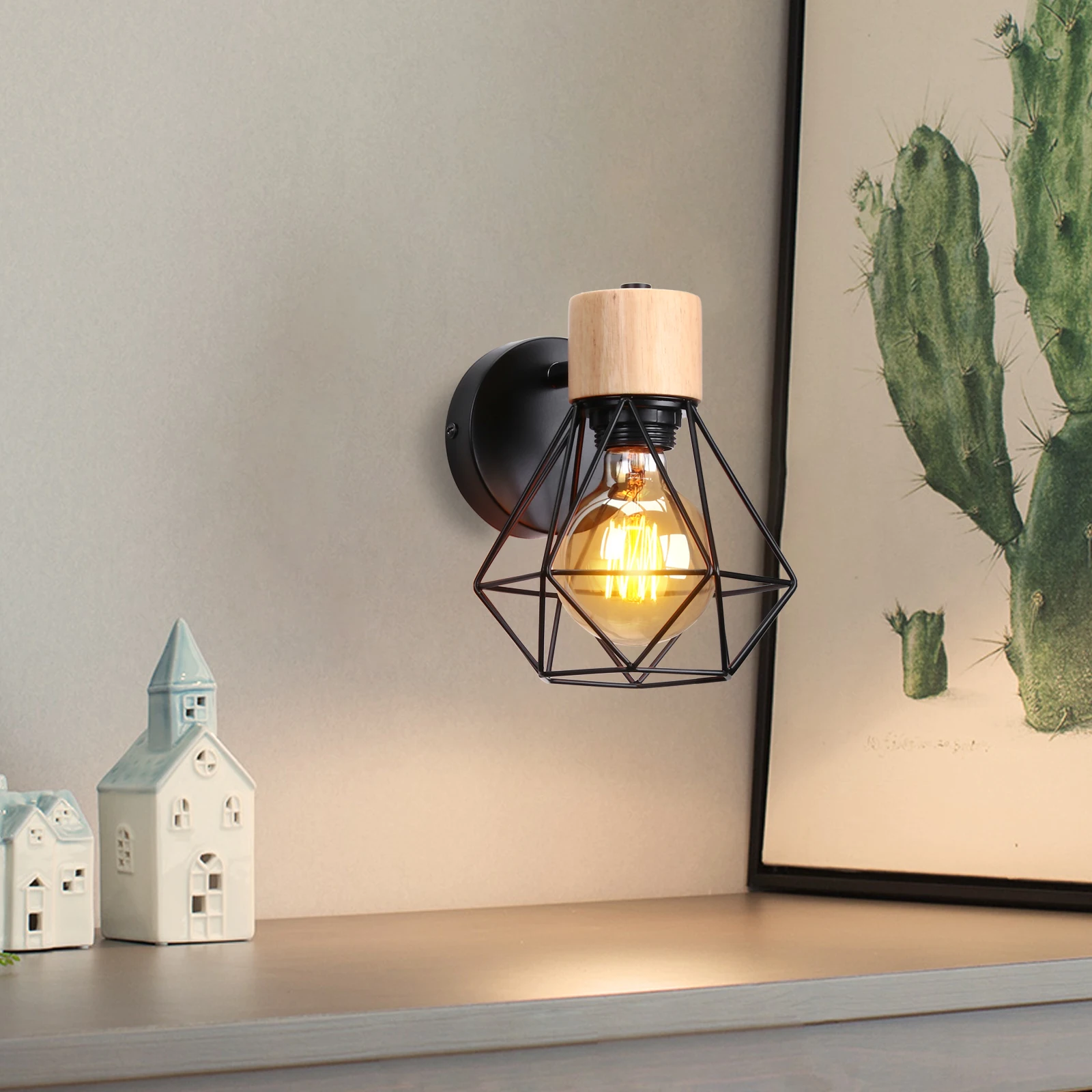 Vintage Wall Light Shade Industrial Ceiling Lamp Retro Loft Wall Sconce Cafe Bar Indoor Lighting Living Room Home Decor E27 LED