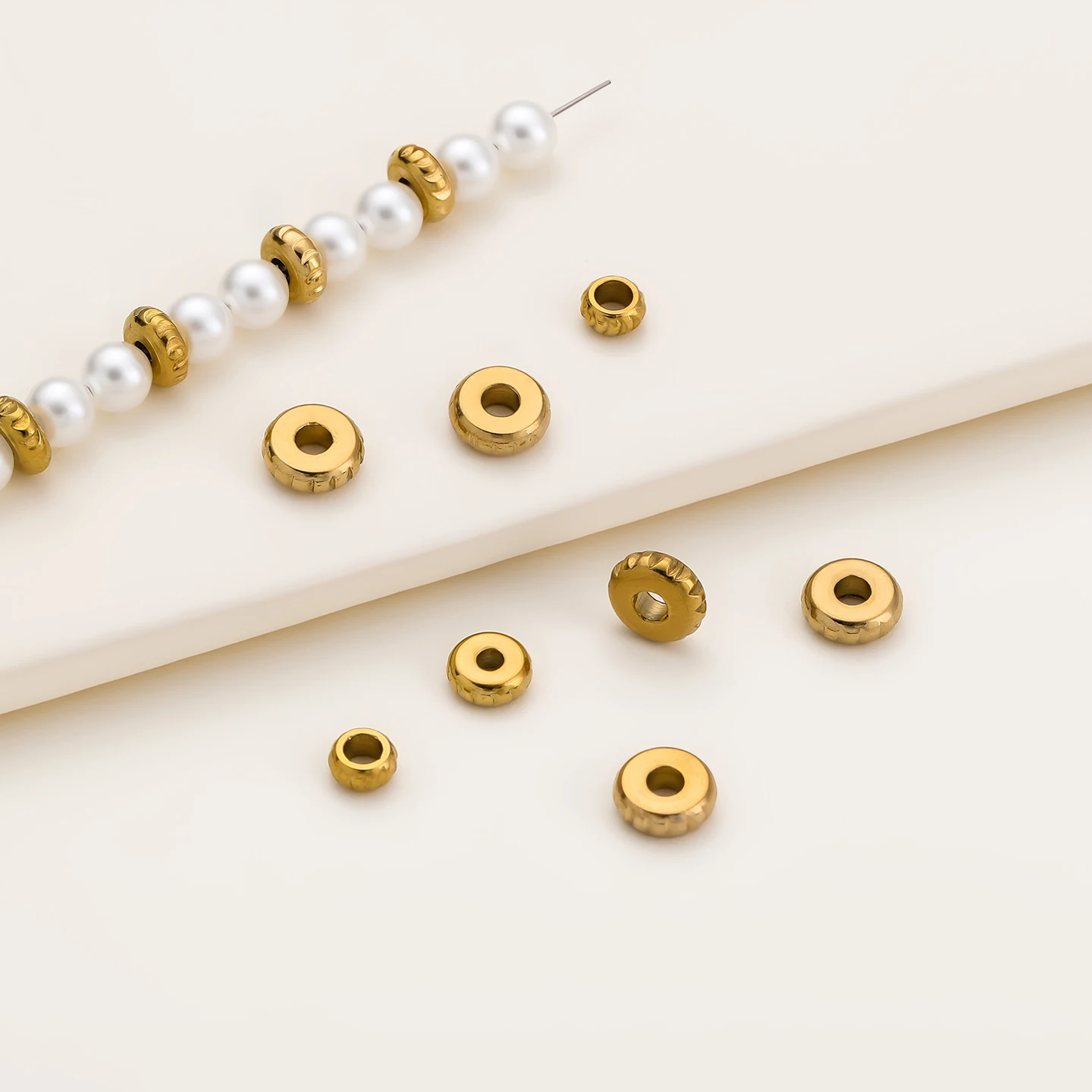 10pcs 304 Stainless Steel Flat Round Spacer Beads For Bracelet Jewelry Gold Loose Beads DIY Jewelry Findings Handmade Supplies