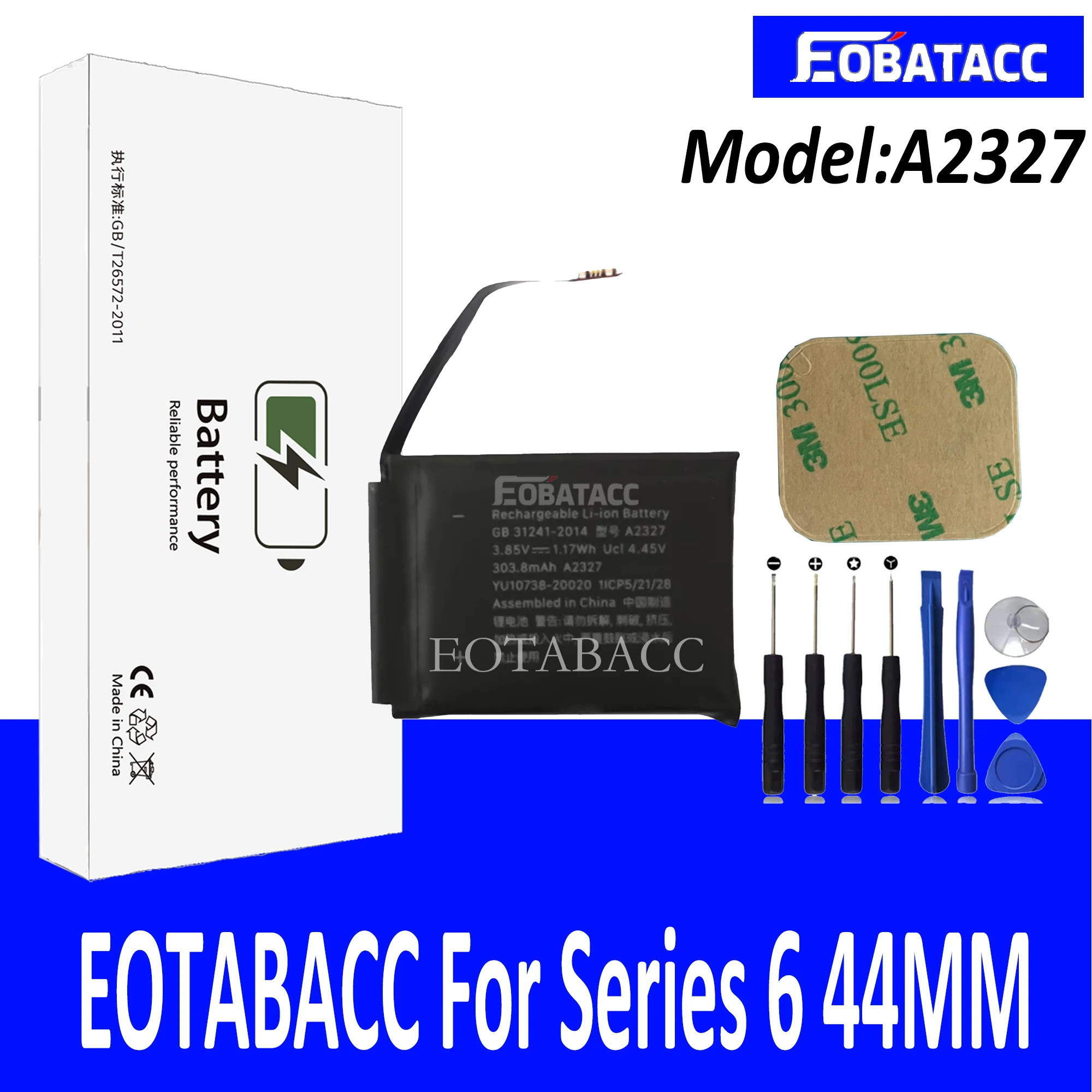 

EOTABACC New Replacement Watch Battery A2327 For Apple Watch Series 6 44mm 303.8mAh High Quality Watch Battery +Free Tools