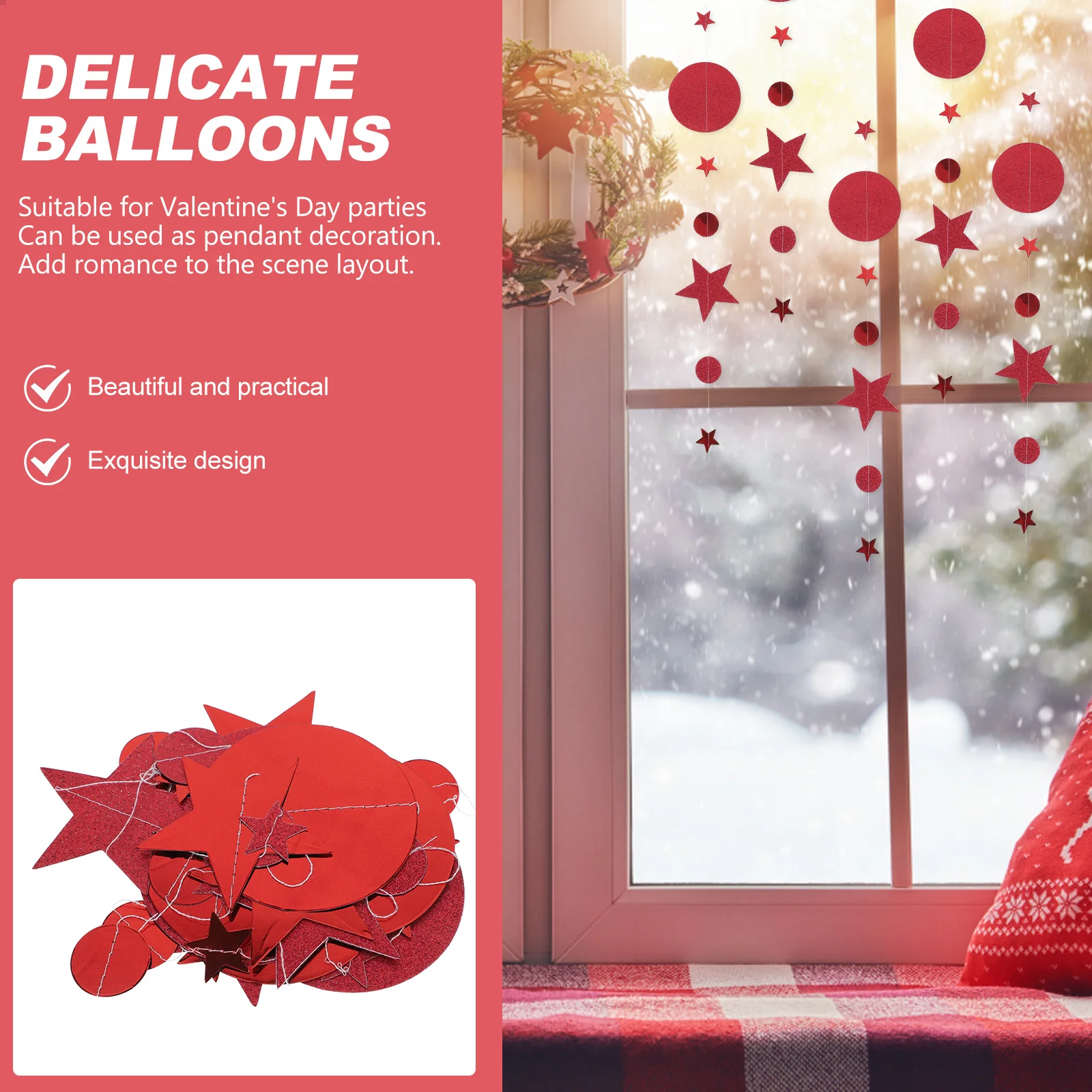 

2 Sets Premium Paper Star Garland Hanging Decoration For Wedding Birthday Party Bridal Shower Festival Event Room Decor Star