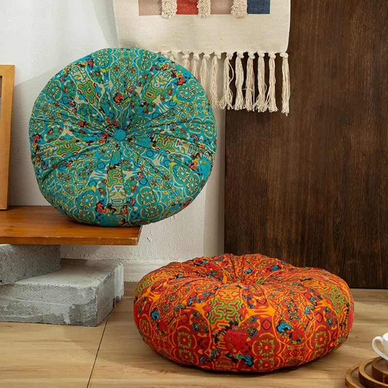 Boho Velvet Round Pouf Square Seat Cushion Bay Window Tatami Meditation Futon Floor Seat Pad Living Room Office Chair Cushion