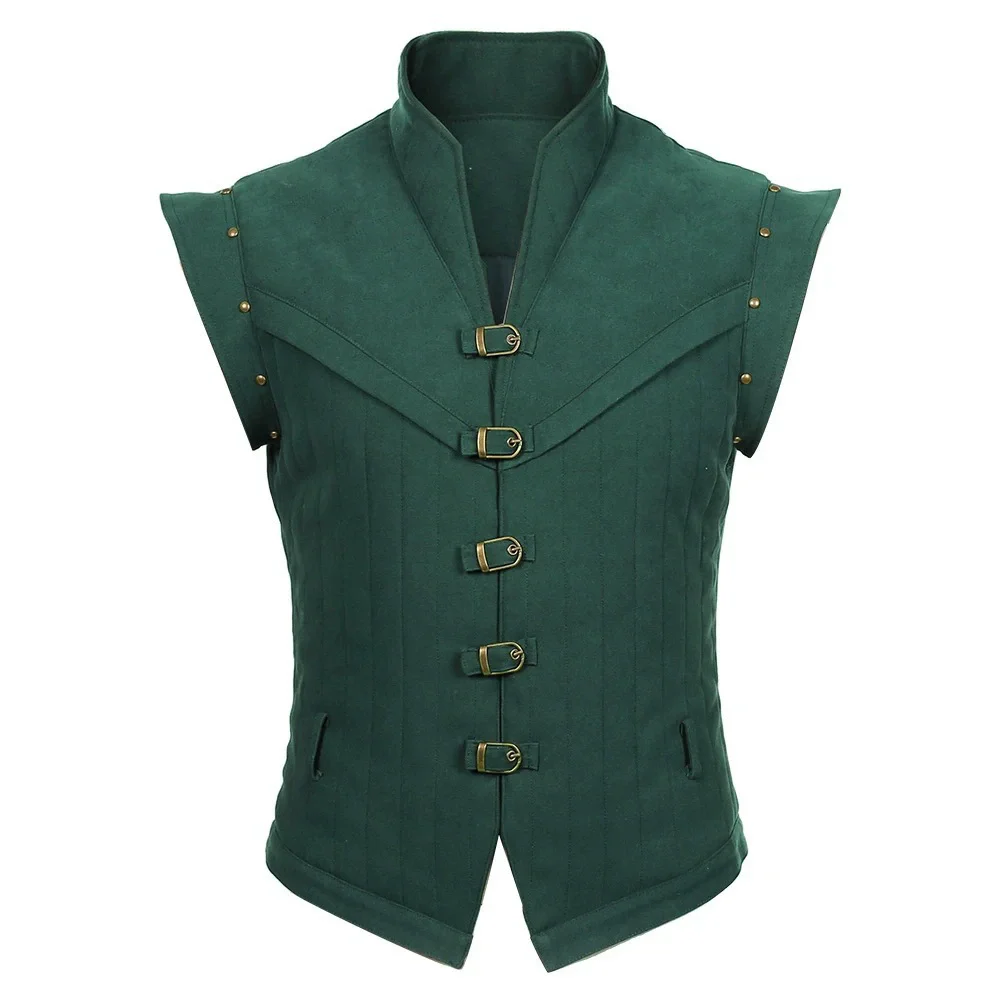 Medieval Vest Man Plus Size Pirate Vest Costume Adults Men Blue Waistcoat Lace Up Vest Pirate Halloween Costumes
