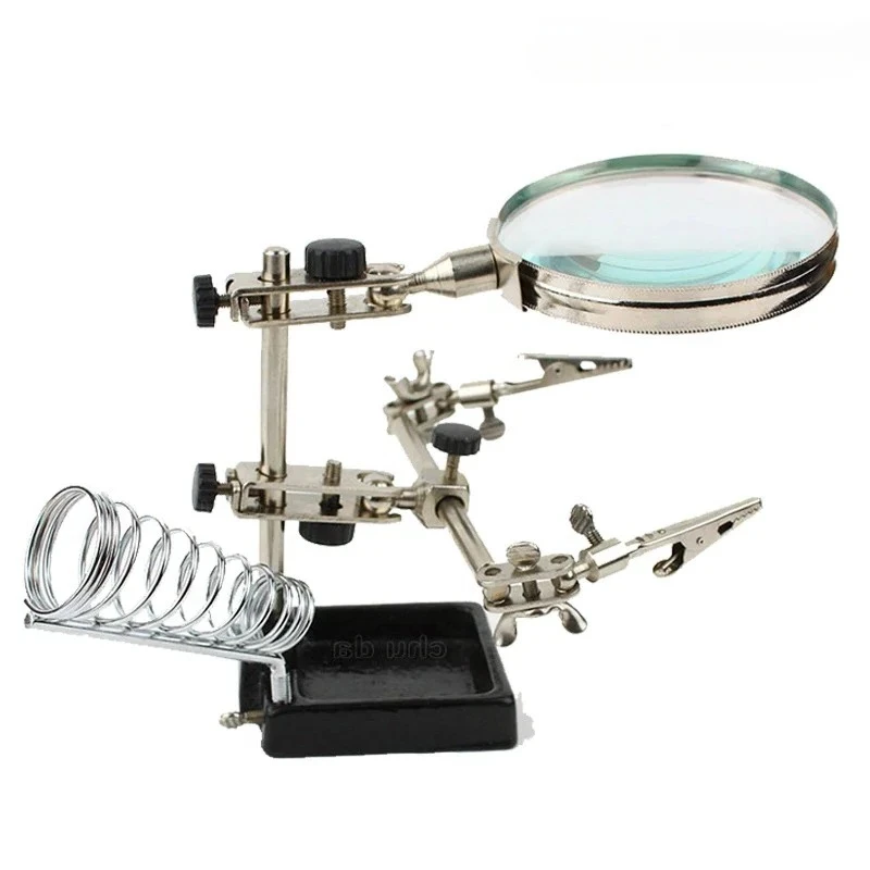 Lupe Dritte Hand Löten Reparatur Schweißen Lupe mit LED-Licht 90 MM Objektiv Hilfs Clip Lupe Desktop