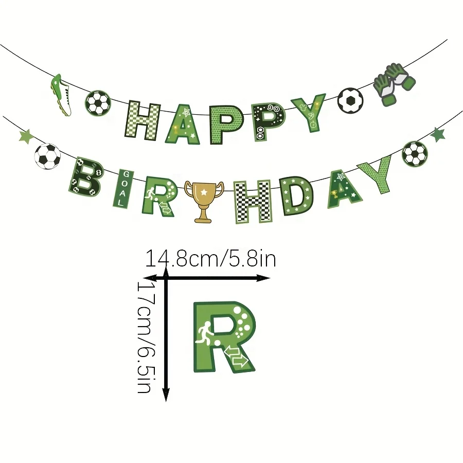 1 Set Fußball-Themen-Party Happy Birthday Banner Girlande Fußball-Geburtstagsdekoration Cupcake-Topper Flaggen Zubehör