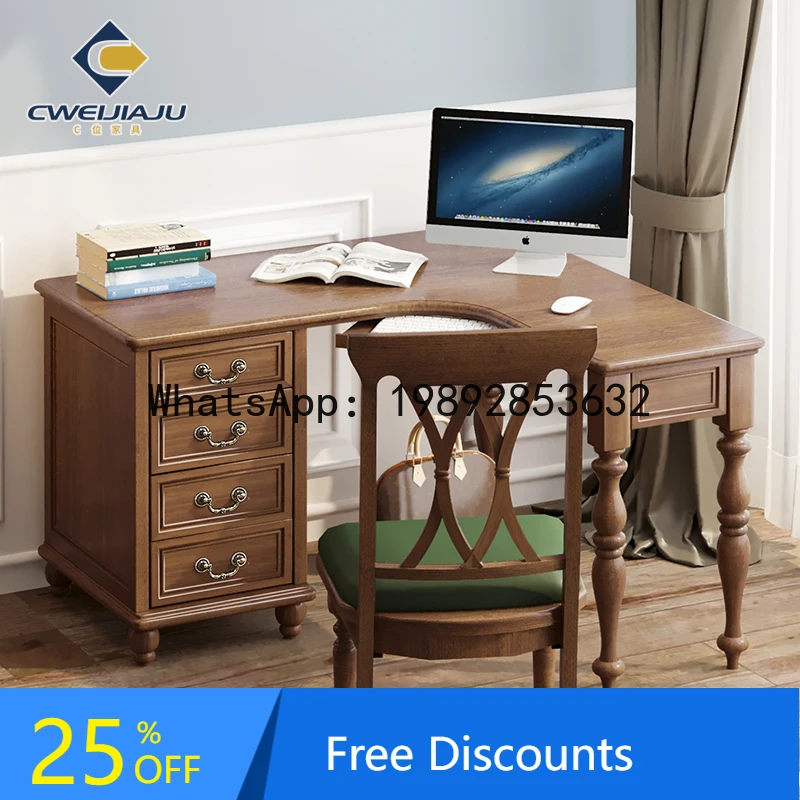 XL Solid Wood Corner Desk for Home Use, Student Corner L-Shaped Writing Desk, Study Room Bedroom Office Learning Small Desk