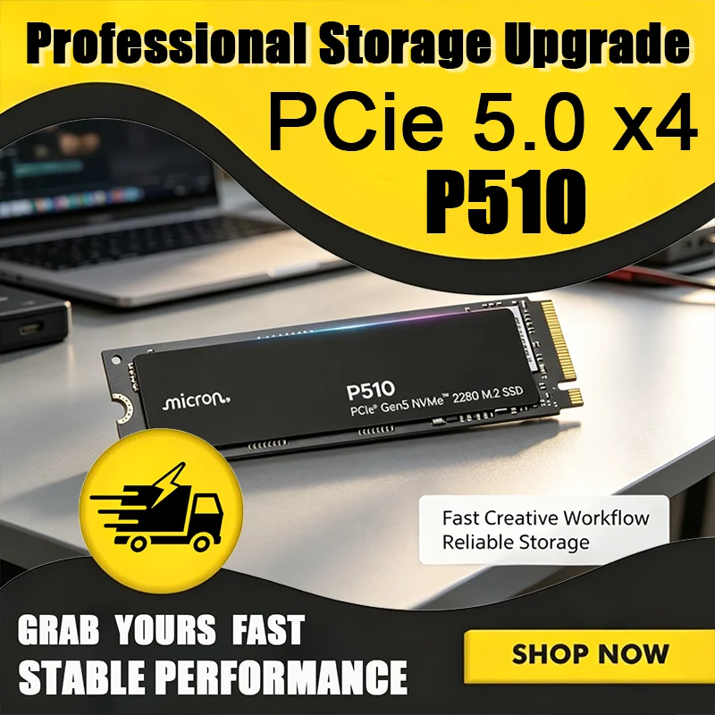 For Crucial P510 PCIe 5.0 Gen5  SSD  NVMe M.2 2280 Internal Solid State Drive for Laptop Desktop Gaming PC Hard Disk 1TB 2TB