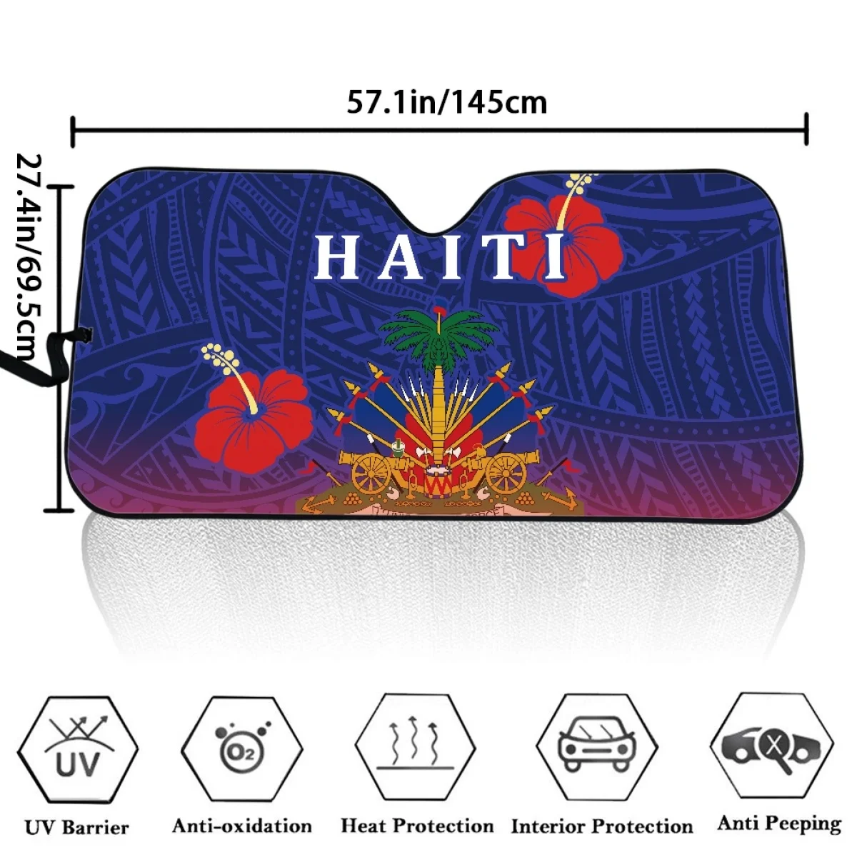 Haiti Flag Printed Design Car Windshield Sunshades Trend Universal Auto Windscreen Shade Vehicles Sun Protection for Men Women