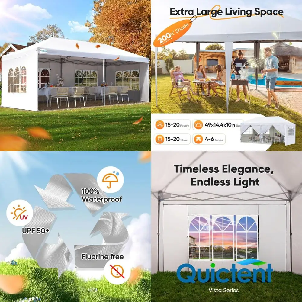 

Pop Up Canopy Tent 10x20 Feet with Sidewalls and Windows for Outdoor Events and Parties, Easy Setup Instant Shelter