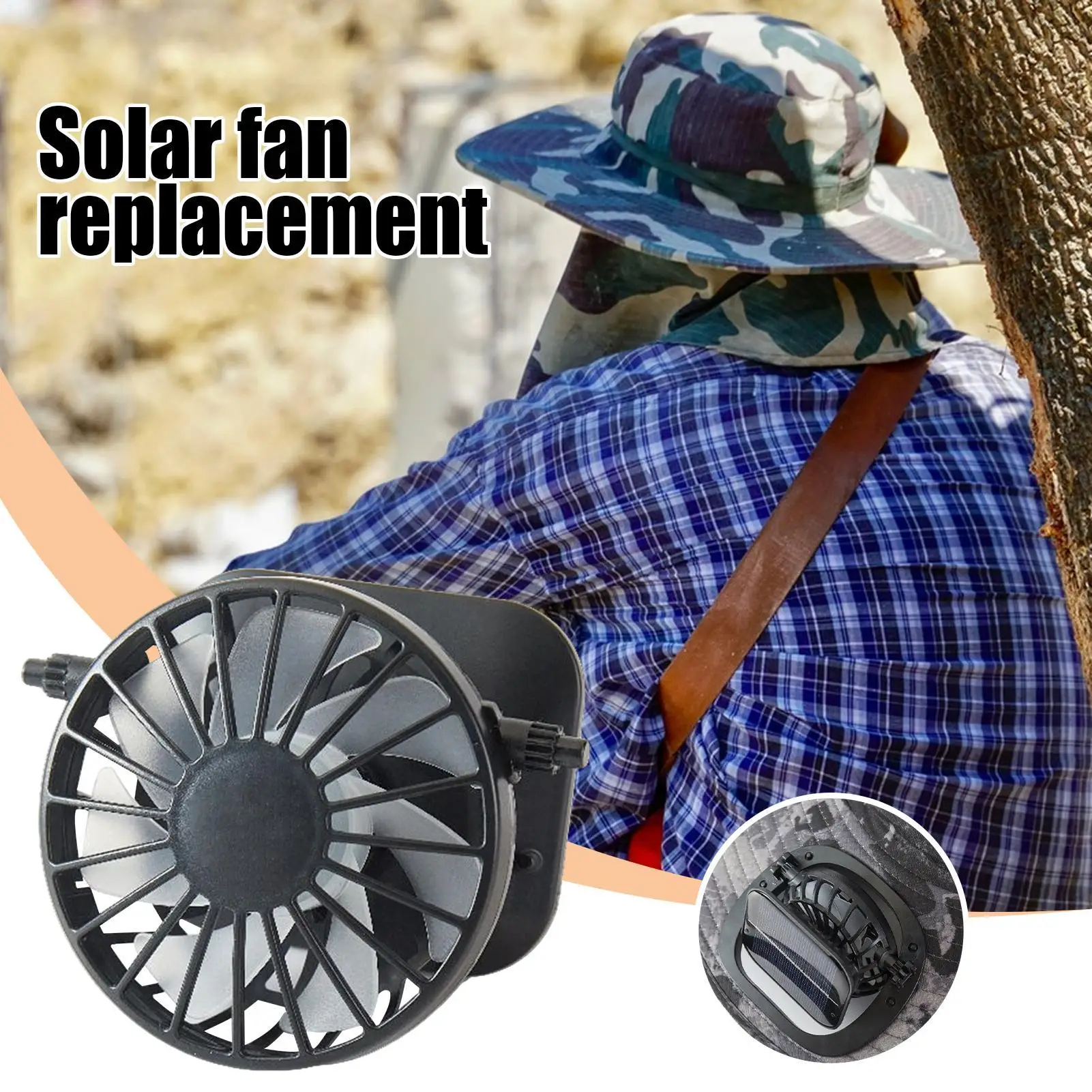 

Solar Powered Fan 3 Adjustable Speeds Mini Cooling Low Noise Hat Fan Personal Fan for Outdoor Sports Golfing Traveling Camping