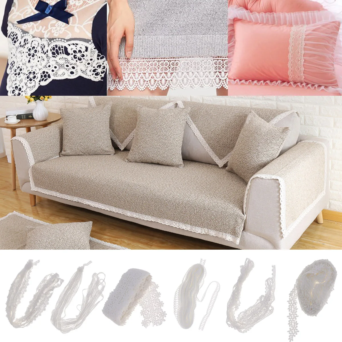 

10 Yard 920X8Cm White Lace Fabric Flower Border Decorative Trim For Wedding Dress Lingerie Craft Diy Clothing Accessory