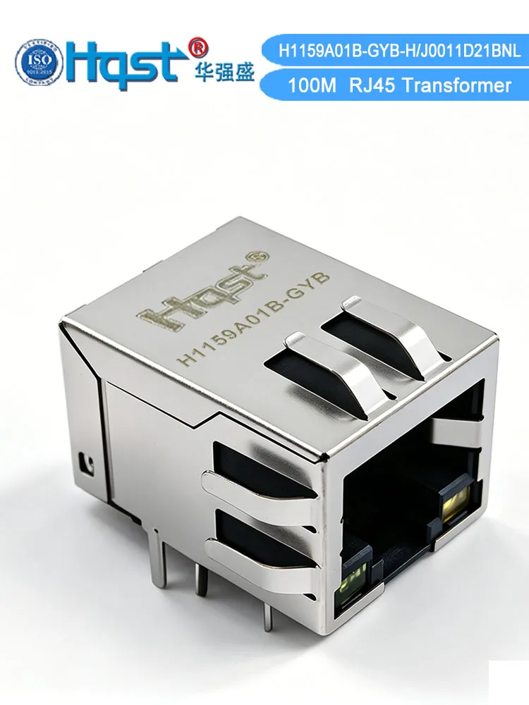 H1159A01B-GYB-H RJ45 Integrated Magnetic Jack Connector 1x1 10/100 Base-T Transformer Module Replace Pulse J0011D21BNL Source Fa