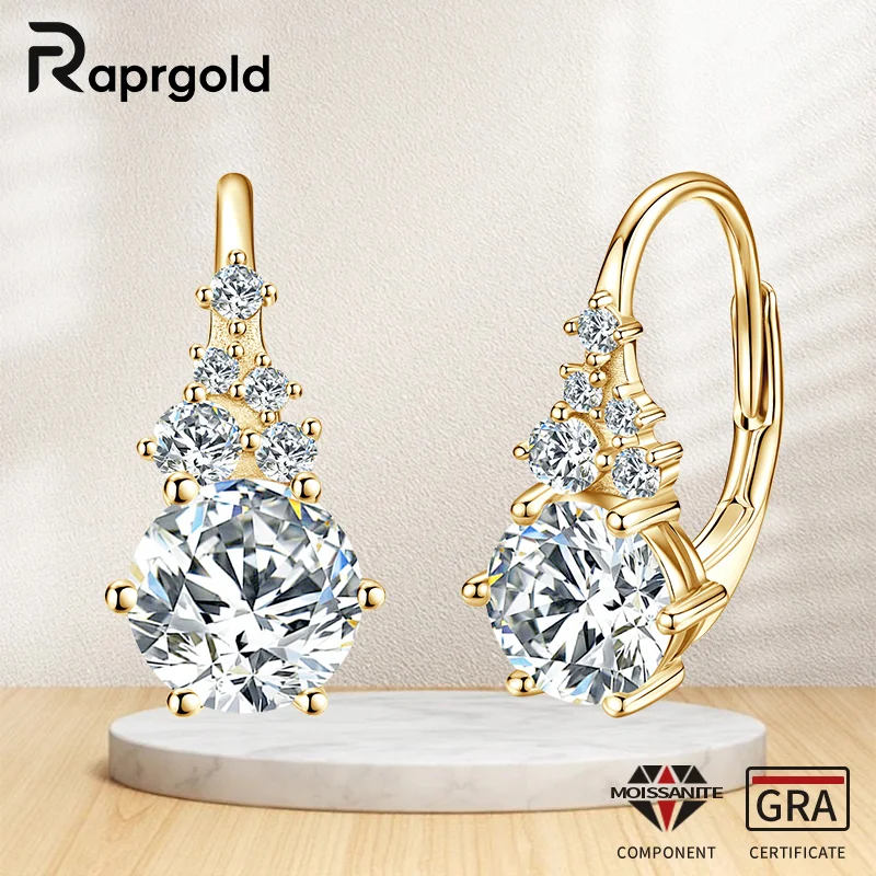 

RAPRGOLD GRA Certified Multi-size Round Moissanite Hoop Earrings for Women Real S925 Sterling Silver Clip Earrings Jewelry Gifts