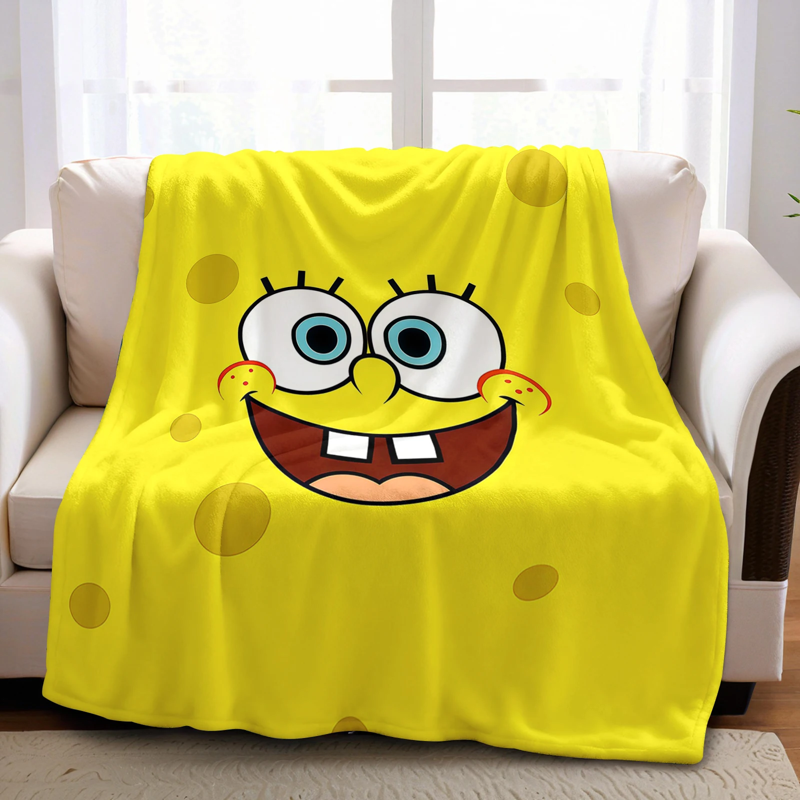 Cartoon S-SpongeBobS Leichte Mikrofaser Weiche Weihnachts-Fleece-Decke Warme Gemütliche Decke für Bett Sofa Büro Reise Alle Jahreszeiten – Detail 5