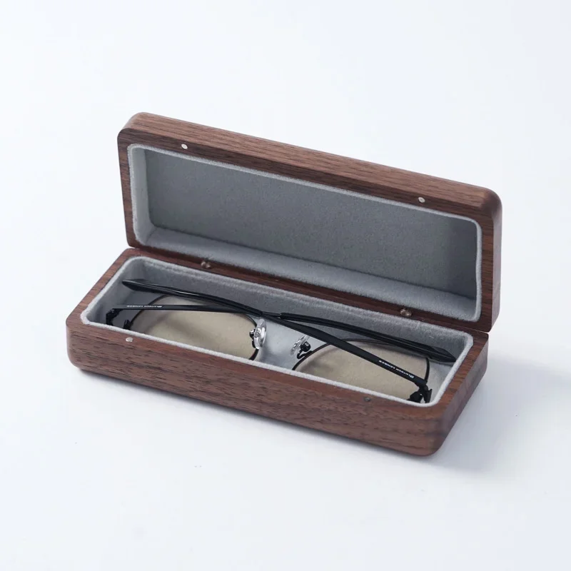 Retro Japanese Modern Style Black Walnut Glasses Storage Box with Pressure Proof Anti-Scratch Design Portable Pressure-Proof