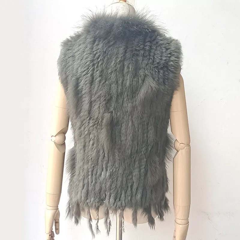 HSPL Sleeveless Women Fashion Fur Vest Knit Waistcoat For Lady For 2018 Spring Real Rabbit Fur Female Vests Black  Waistcoat