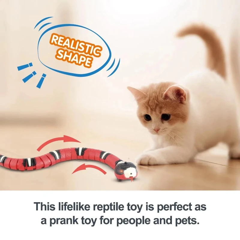

Smart Sensing Cat Toys Interactive Automatic Eletronic Snake Cat Teaser Indoor Play Kitten Toy USB Rechargeable for Cats Kitten