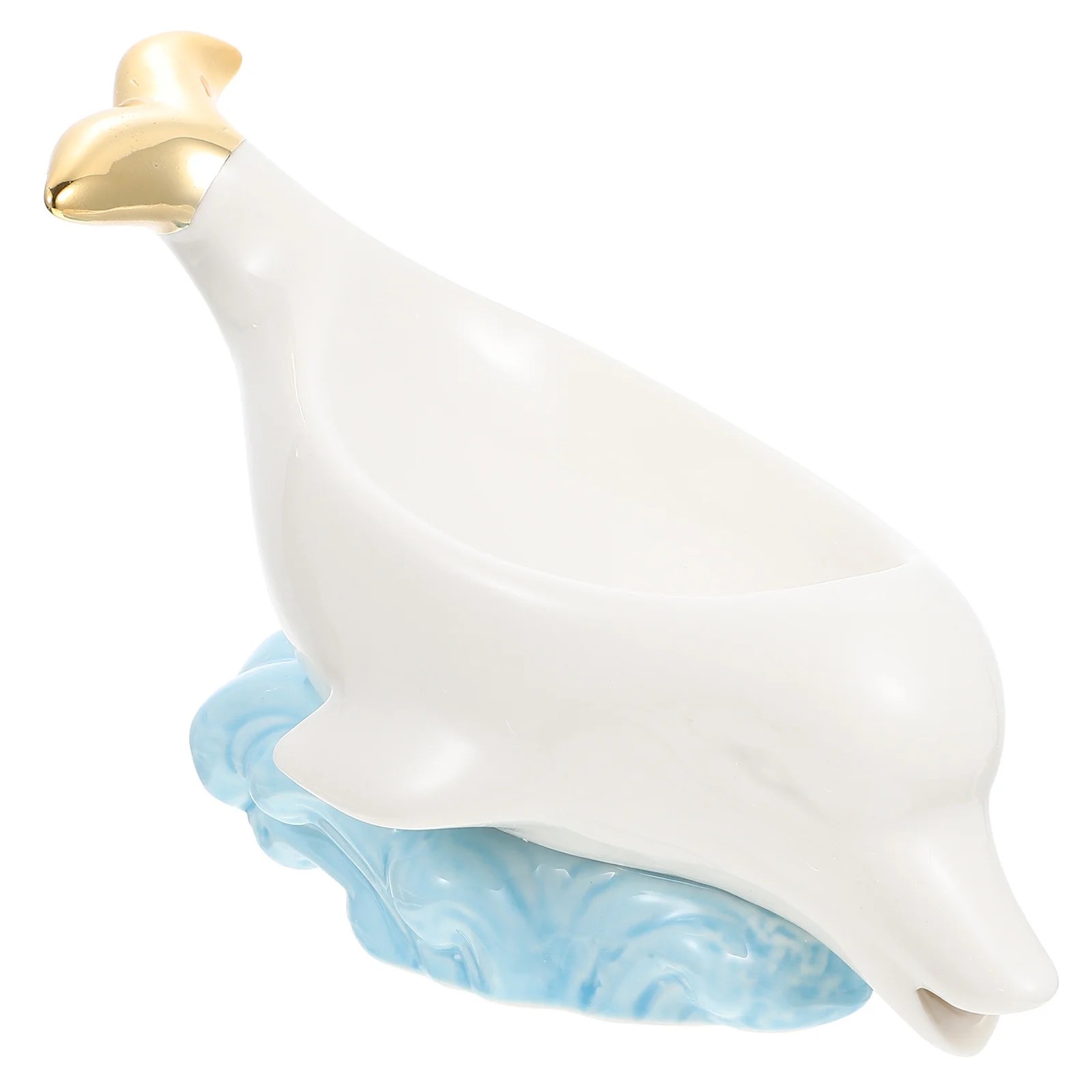 

Dolphin Soap Holder Ceramic Drainable Soap Dish Cartoon Animal Storage Rack for Bathroom Wash Table Home Storage Bracket