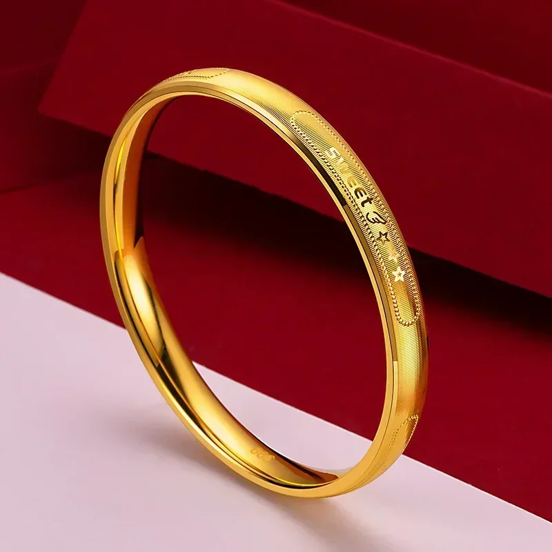 Eldorado Gold  9999 Real Gold 24K Boutique Hollow Bracelet, Women's Japanese and Korean Fashion SWEET Letter Star Bracelet Gift