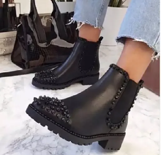 Platform Chunky Heels Ankle Boot  Brand New Crystal Combat Boots Cool Fashion Comfy Women Shoes Motorcycle Boots
