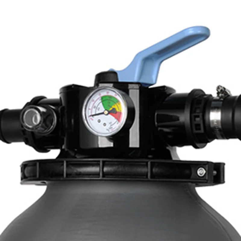 12인치 상단 장착 플라스틱 모래 필터 (0.33HP 펌프, 스트레이너 및 32/38mm 연결 포함, 4단계 밸브 포함)