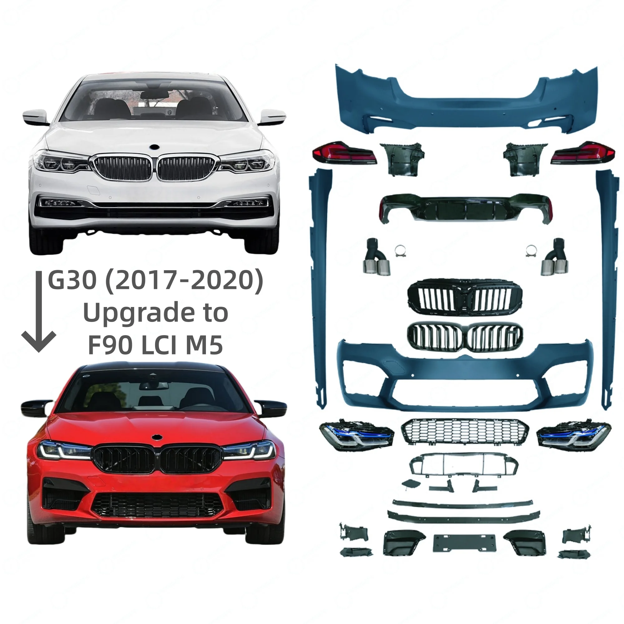 High Quality Car Bumpers Conversion Body Kit for  5-SERIES G30 2017-2020 520i 530i 540i 520d 530d to F90 LCI M5 Style