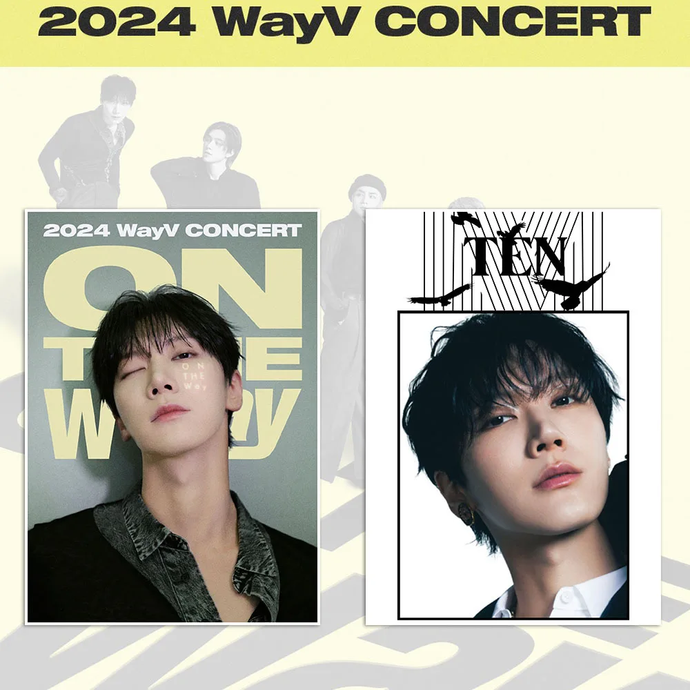 Kpop 2pcs WayV Concert ON THE Way Self-adhesive Poster KUN WINWIN LUCAS XIAOJUN HENDERY YANGYANG TEN Peripheral Photo Pictorial