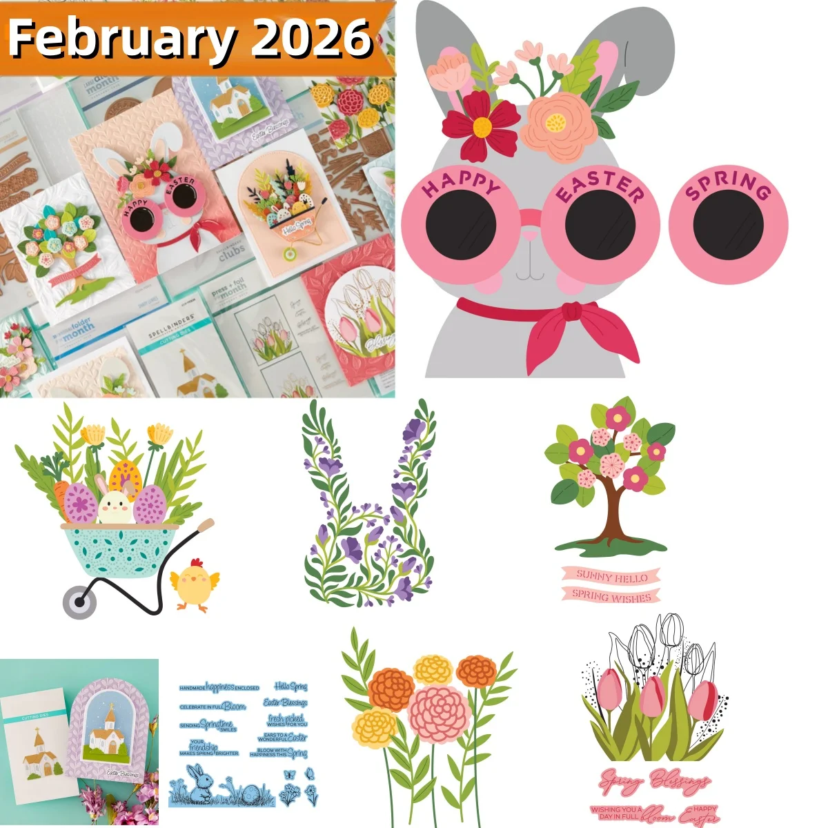 

Easter 2026 Spring New Rabbit Metal Cutting Dies Clear Stamps Stencil Hot Foil for DIY Making Card Scrapbook Template Decoration